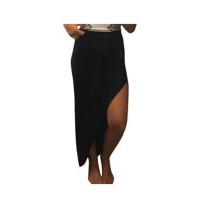 BCBG Black y2k Asymmetrical Maxi Skirt